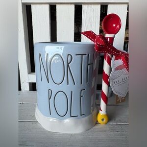 Rae Dunn North Pole Mug with Red and White Spoon